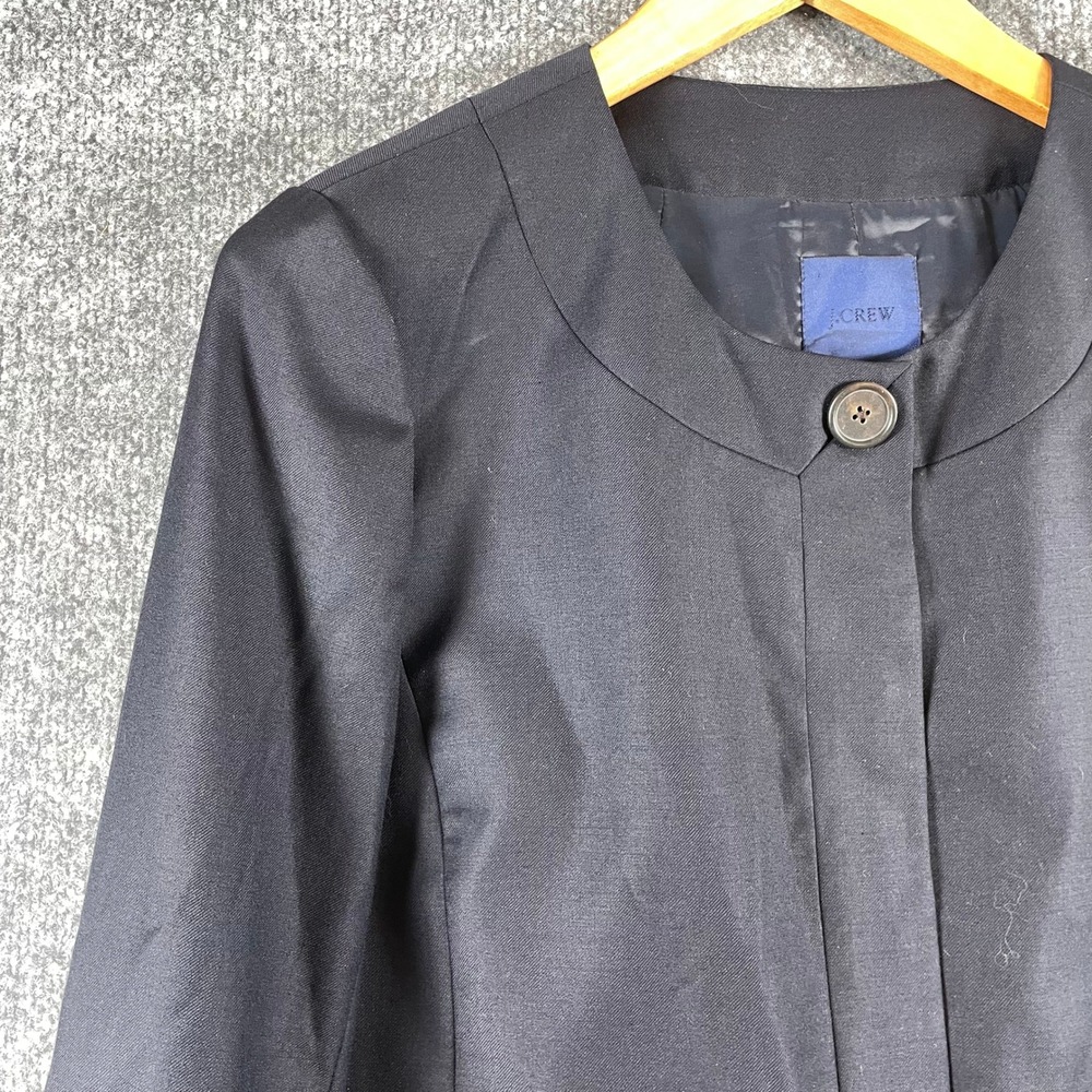 J Crew Jacket Womens 10 Black Wool Collarless Blazer Coat Professional Business - Picture 4 of 10